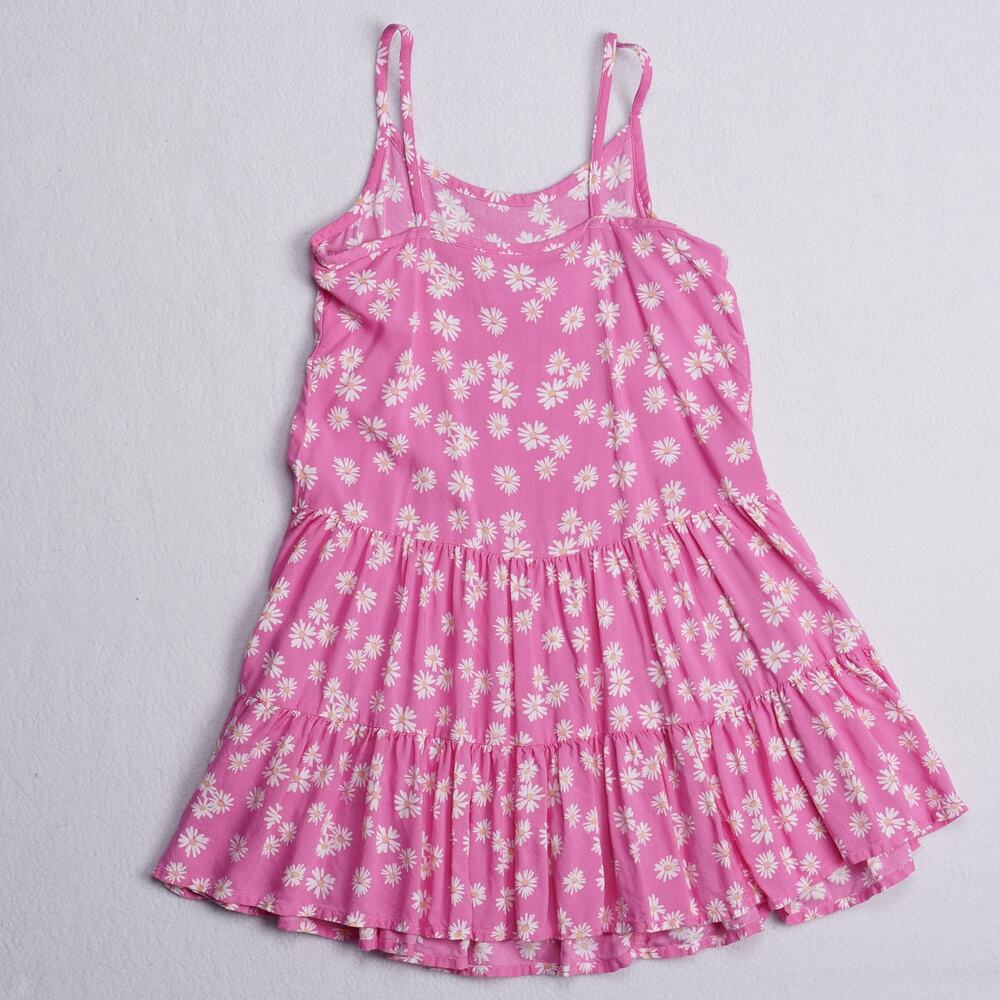 Jumping Beans Girls Sundress Pink White Daisy Print Tiered Rayon Size 7